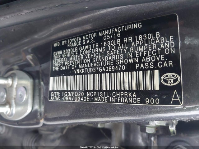Продажа на аукционе авто 2016 Toyota Yaris L, vin: VNKKTUD37GA069470, номер лота: 46177378