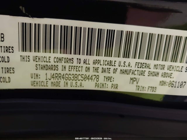 46177391 :رقم المزاد ، 1J4RR4GG3BC504478 vin ، 2011 Jeep Grand Cherokee Laredo مزاد بيع