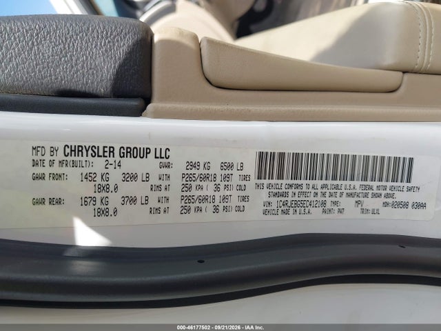 Aukcja sprzedaży 2014 Jeep Grand Cherokee Limited, vin: 1C4RJEBG5EC412108, numer aukcji: 46177502