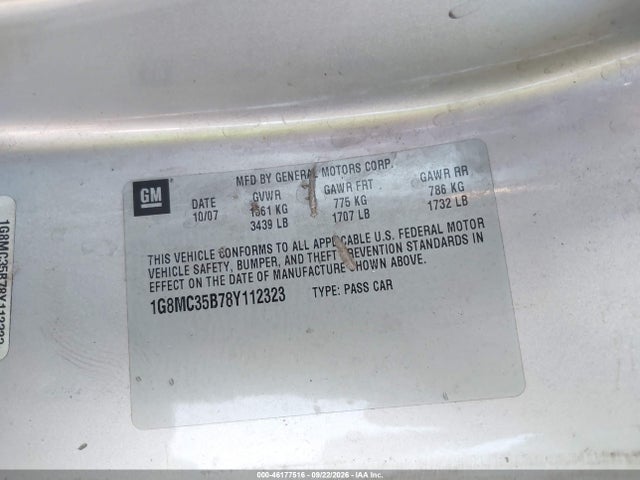46177516 :رقم المزاد ، 1G8MC35B78Y112323 vin ، 2008 Saturn Sky مزاد بيع