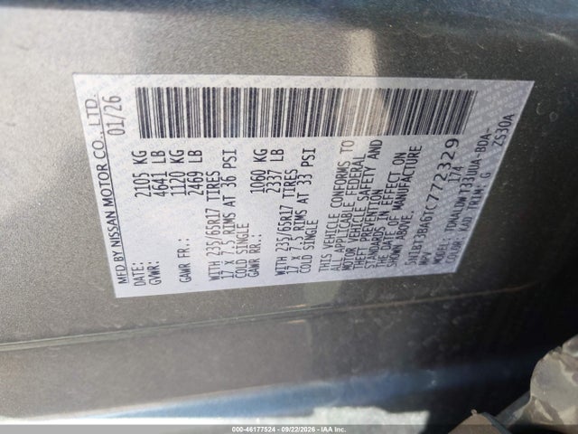 Продаж на аукціоні авто 2026 Nissan Rogue Sv, vin: 5N1BT3BA6TC772329, номер лоту: 46177524