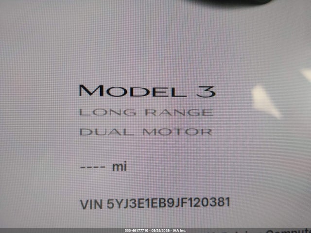 46177710 :رقم المزاد ، 5YJ3E1EB9JF120381 vin ، 2018 Tesla Model 3 Long Range/performance مزاد بيع