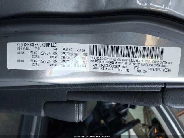 2014 Jeep Cherokee Latitude მანქანა იყიდება აუქციონზე, vin: 1C4PJLCB0EW323835, აუქციონის ნომერი: 46177729