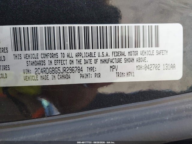 Продажа на аукционе авто 2018 Dodge Grand Caravan Se, vin: 2C4RDGBG5JR296784, номер лота: 46177733