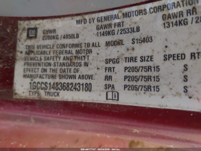Aukcja sprzedaży 2006 Chevrolet Colorado Ls, vin: 1GCCS148368243180, numer aukcji: 46177747