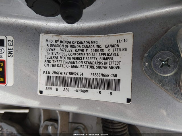 Aukcja sprzedaży 2011 Honda Civic Lx, vin: 2HGFA1F51BH529134, numer aukcji: 46177819