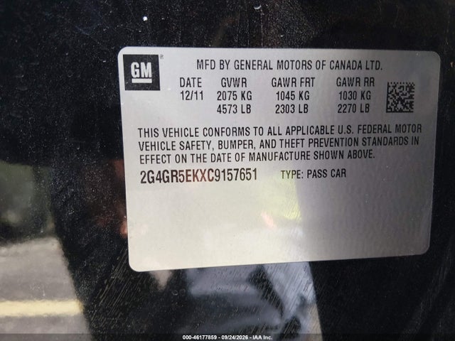 Продаж на аукціоні авто 2012 Buick Regal, vin: 2G4GR5EKXC9157651, номер лоту: 46177859