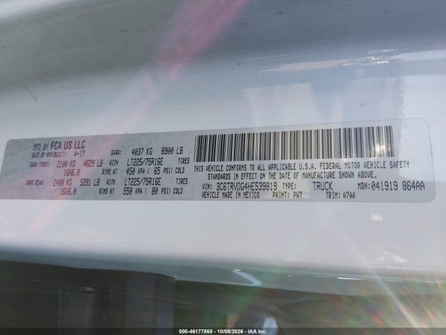 Продаж на аукціоні авто 2017 Ram Promaster 2500 High Roof 159 Wb, vin: 3C6TRVDG4HE539819, номер лоту: 46177860