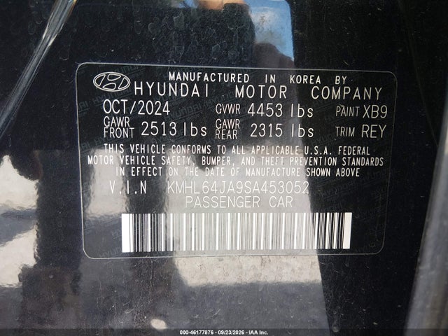 Продажа на аукционе авто 2025 Hyundai Sonata Sel, vin: KMHL64JA9SA453052, номер лота: 46177876