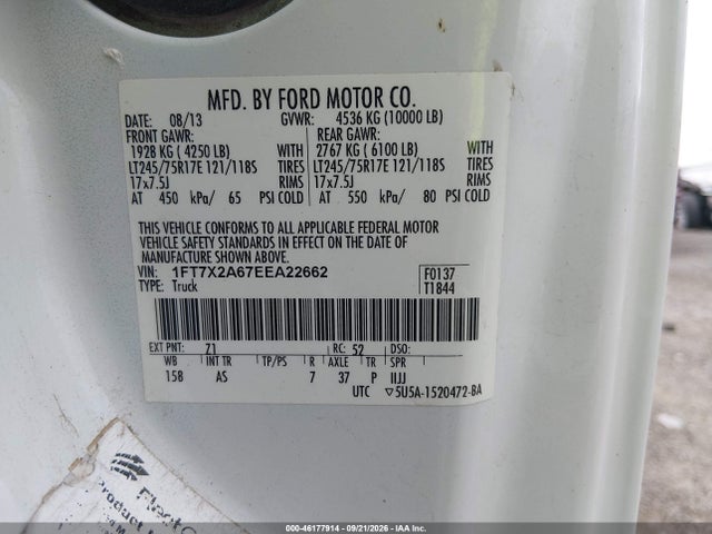 Aukcja sprzedaży 2014 Ford F-250 Xl, vin: 1FT7X2A67EEA22662, numer aukcji: 46177914