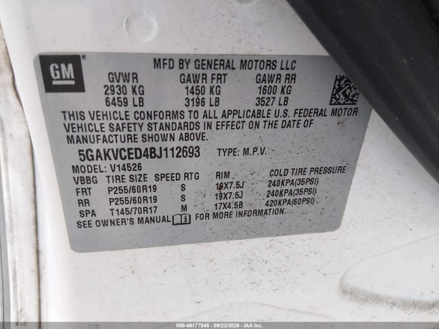 Aukcja sprzedaży 2011 Buick Enclave 2xl, vin: 5GAKVCED4BJ112693, numer aukcji: 46177948