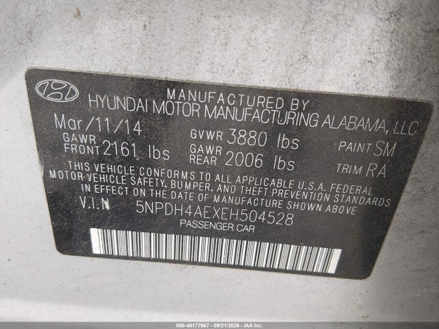 Hyundai ELANTRA SE 2014 5NPDH4AEXEH504528 Image 9