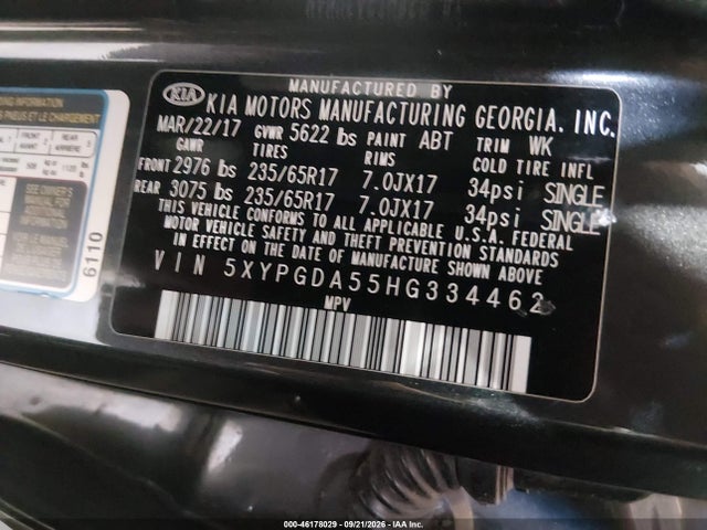 KIA Sorento 3.3l Lx 2017 5XYPGDA55HG334462 Image 9