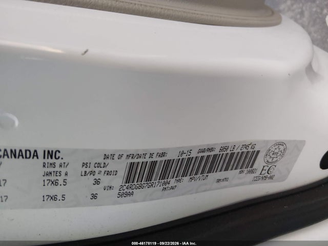 2016 Dodge Grand Caravan Se/sxt მანქანა იყიდება აუქციონზე, vin: 2C4RDGBG7GR171004, აუქციონის ნომერი: 46178119