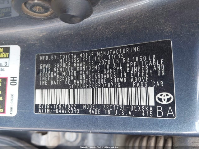 Toyota Corolla S Plus 2014 5YFBURHE0EP048726 Image 9