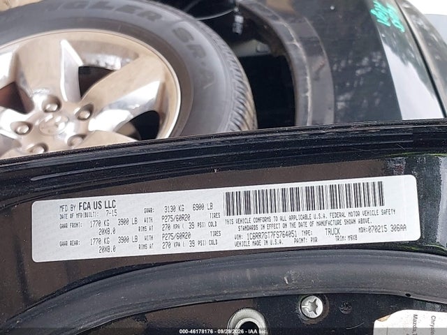46178176 :رقم المزاد ، 1C6RR7GT7FS764051 vin ، 2015 Ram 1500 Big Horn مزاد بيع