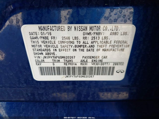 Aukcja sprzedaży 2016 Infiniti Q50 3.0t Red Sport 400, vin: JN1FV7AP4GM420267, numer aukcji: 46178217