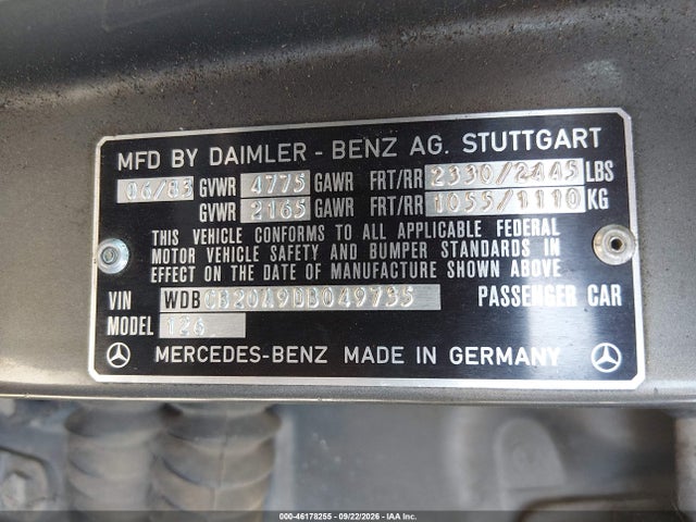 Aukcja sprzedaży 1983 Mercedes-benz 300 Sd, vin: WDBCB20A9DB049735, numer aukcji: 46178255