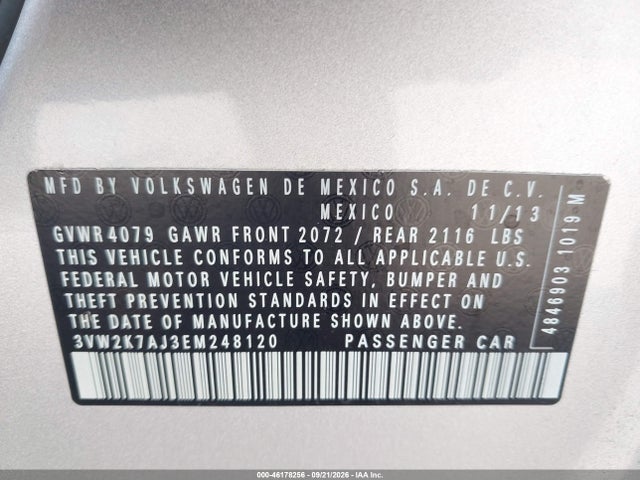 Volkswagen Jetta 2.0l S 2014 3VW2K7AJ3EM248120 Image 9