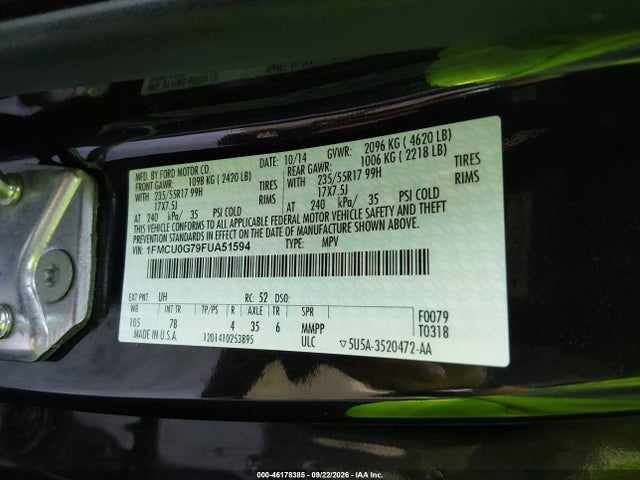 Aukcja sprzedaży 2015 Ford Escape Se, vin: 1FMCU0G79FUA51594, numer aukcji: 46178385