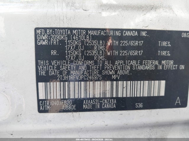 Aukcja sprzedaży 2023 Toyota Rav4 Le, vin: 2T3H1RFV3PC246975, numer aukcji: 46178432