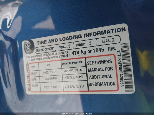 46178443 :رقم المزاد ، 1FTLR4FE0APA29553 vin ، 2010 Ford Ranger Sport/xlt مزاد بيع