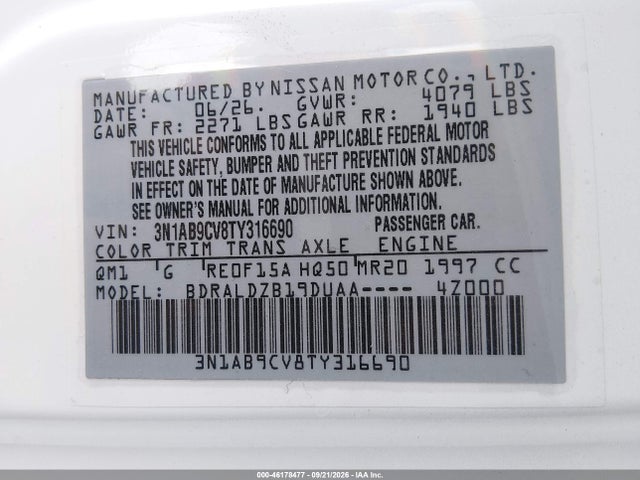 Nissan SENTRA SV 2026 3N1AB9CV8TY316690 Image 9