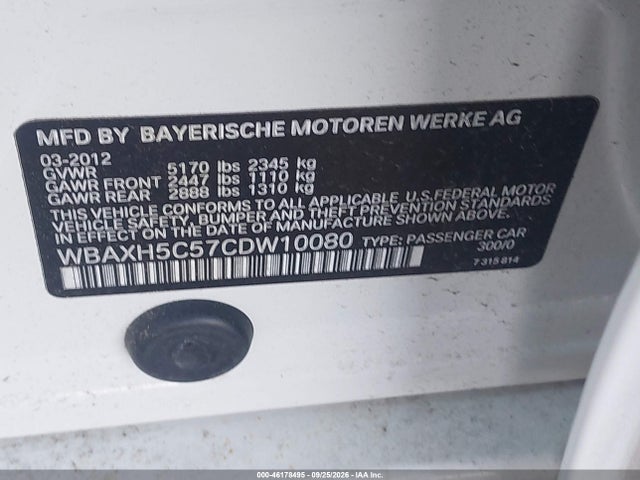 Aukcja sprzedaży 2012 Bmw 528i Xdrive, vin: WBAXH5C57CDW10080, numer aukcji: 46178495
