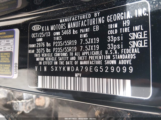 Aukcja sprzedaży 2014 Kia Sorento Sx V6, vin: 5XYKWDA79EG529099, numer aukcji: 46178522