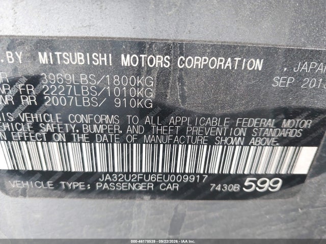Продаж на аукціоні авто 2014 Mitsubishi Lancer Es, vin: JA32U2FU6EU009917, номер лоту: 46178539