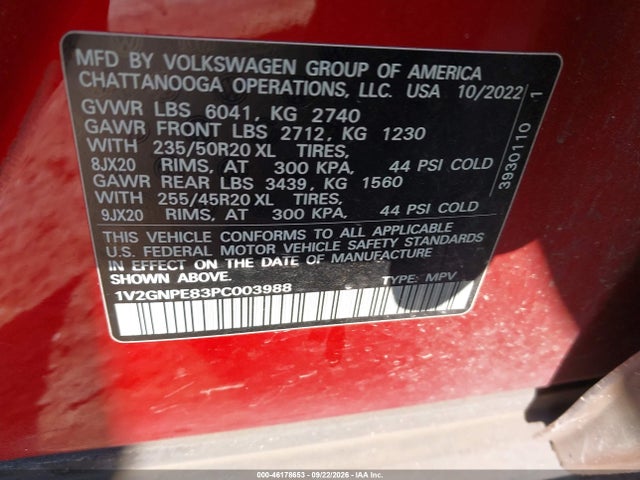 2023 Volkswagen Id.4 Awd Pro S/awd Pro S Plus მანქანა იყიდება აუქციონზე, vin: 1V2GNPE83PC003988, აუქციონის ნომერი: 46178653