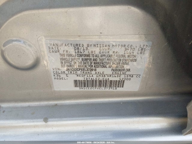 3N1CE2CPXEL373918 Nissan Versa Note Sv