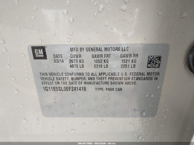 46178888 :رقم المزاد ، 1G11E5SL0EF241418 vin ، 2014 Chevrolet Malibu 2lt مزاد بيع