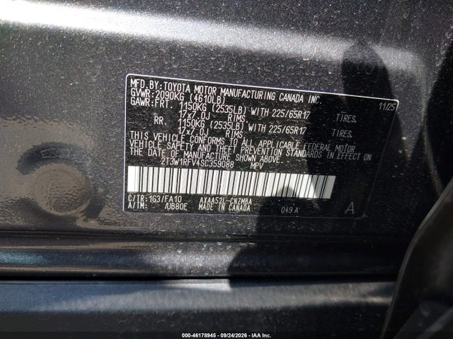 Продажа на аукционе авто 2025 Toyota Rav4 Xle, vin: 2T3W1RFV4SC359088, номер лота: 46178945