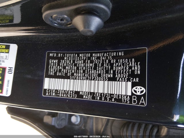 5YFBURHE2FP300655 Toyota Corolla S Plus