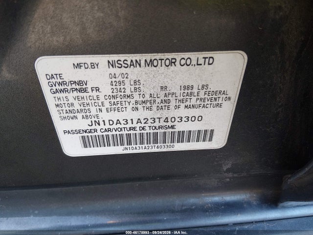 Продажа на аукционе авто 2003 Nissan Maxima Se, vin: JN1DA31A23T403300, номер лота: 46178993