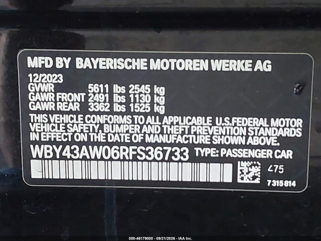 BMW I4 Gran Coupe Edrive35 2024 WBY43AW06RFS36733 Image 9