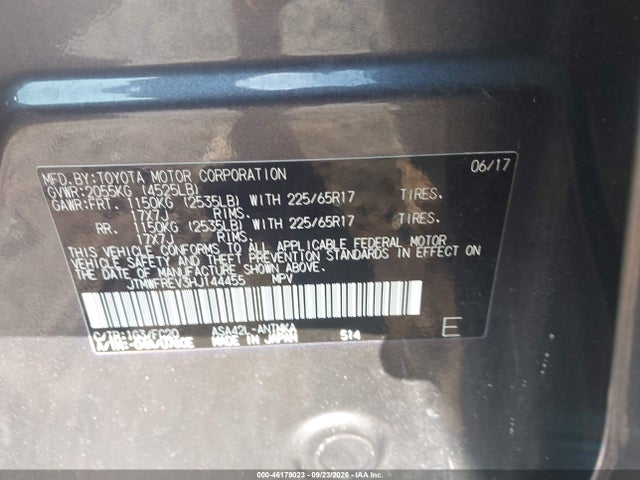 46179023 :رقم المزاد ، JTMWFREV3HJ144455 vin ، 2017 Toyota Rav4 Xle مزاد بيع