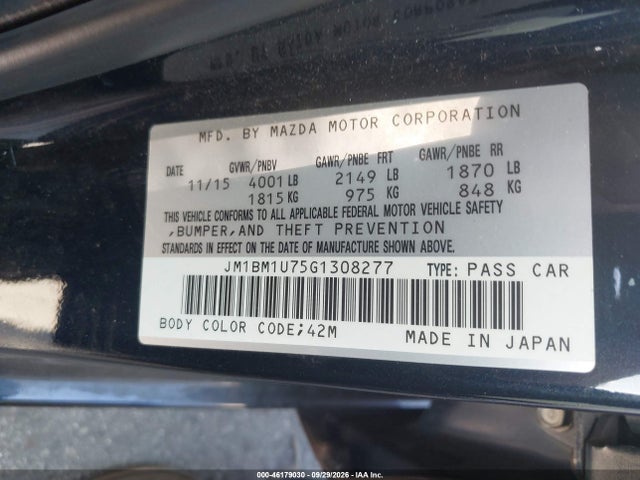 JM1BM1U75G1308277 Mazda Mazda3 I Sport