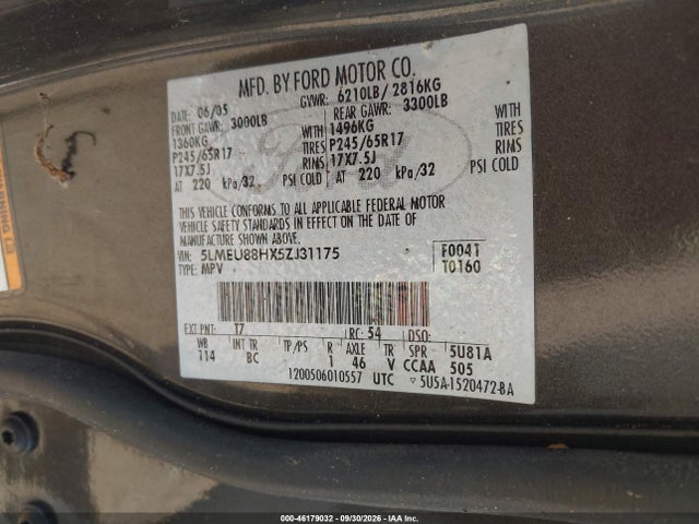 Продажа на аукционе авто 2005 Lincoln Aviator, vin: 5LMEU88HX5ZJ31175, номер лота: 46179032