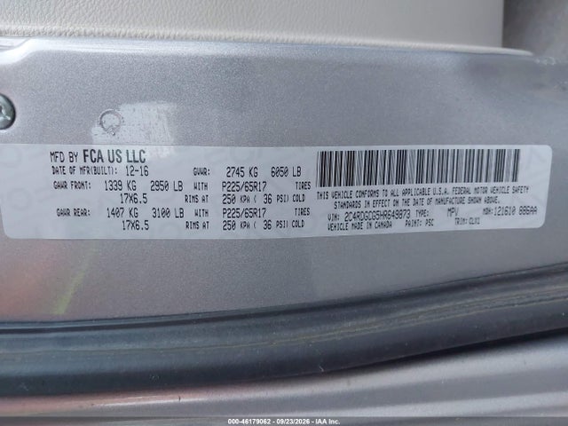 Aukcja sprzedaży 2017 Dodge Grand Caravan Sxt, vin: 2C4RDGCG5HR649873, numer aukcji: 46179062
