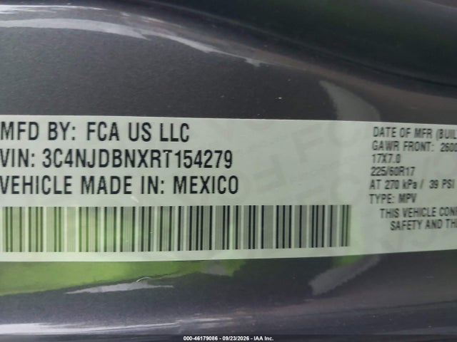 Aukcja sprzedaży 2024 Jeep Compass Latitude 4x4, vin: 3C4NJDBNXRT154279, numer aukcji: 46179086