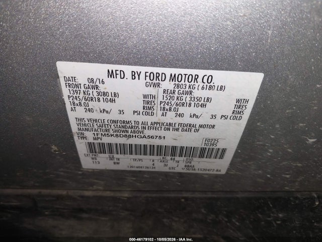 Продажа на аукционе авто 2017 Ford Explorer Xlt, vin: 1FM5K8D88HGA56751, номер лота: 46179102