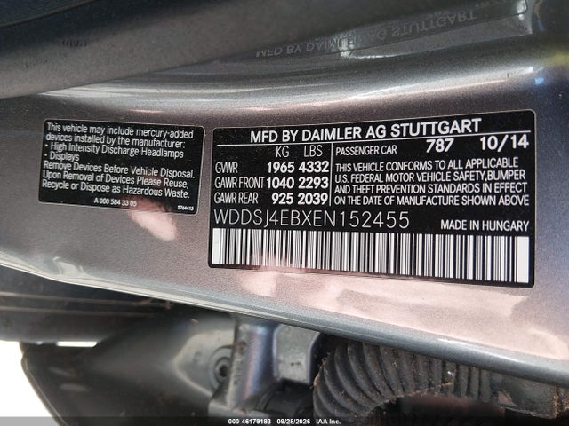 46179183 :رقم المزاد ، WDDSJ4EBXEN152455 vin ، 2014 Mercedes-benz Cla 250 مزاد بيع