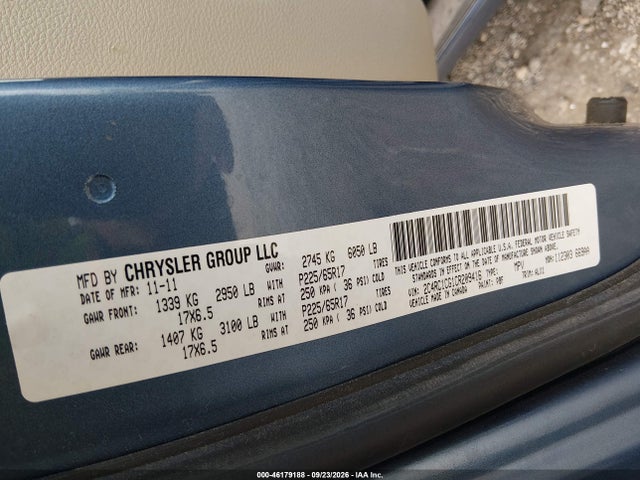 Продаж на аукціоні авто 2012 Chrysler Town & Country Touring-l, vin: 2C4RC1CG1CR209416, номер лоту: 46179188