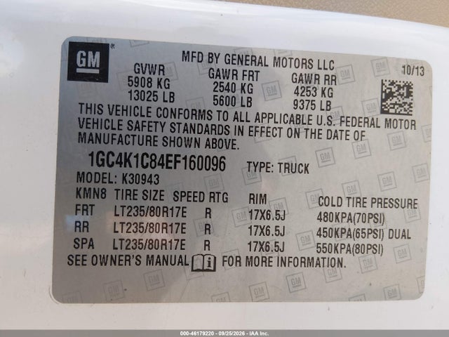 Продаж на аукціоні авто 2014 Chevrolet Silverado 3500hd Ltz, vin: 1GC4K1C84EF160096, номер лоту: 46179220
