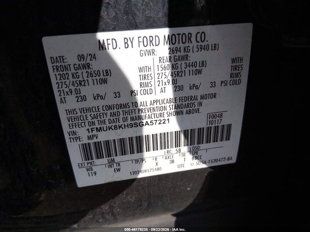 Продажа на аукционе авто 2025 Ford Explorer St-line, vin: 1FMUK8KH9SGA57221, номер лота: 46179235