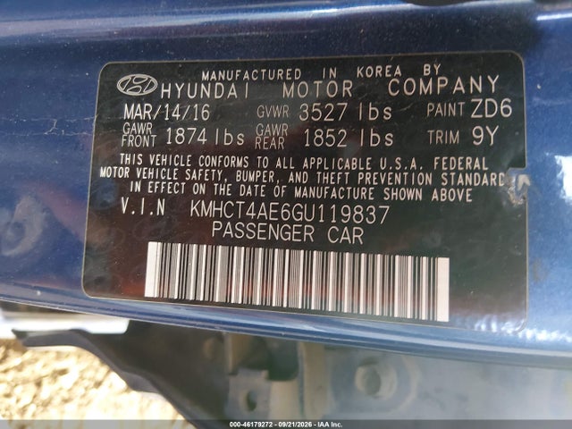 Hyundai ACCENT SE 2016 KMHCT4AE6GU119837 Image 9