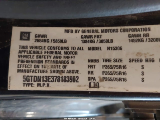 Продаж на аукціоні авто 2007 Hummer H3 Suv, vin: 5GTDN13E378183902, номер лоту: 46179298