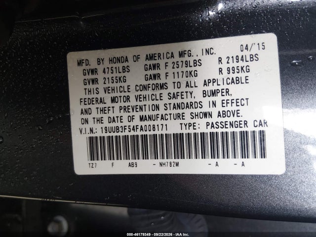 2015 Acura Tlx V6 Tech მანქანა იყიდება აუქციონზე, vin: 19UUB3F54FA008171, აუქციონის ნომერი: 46179349
